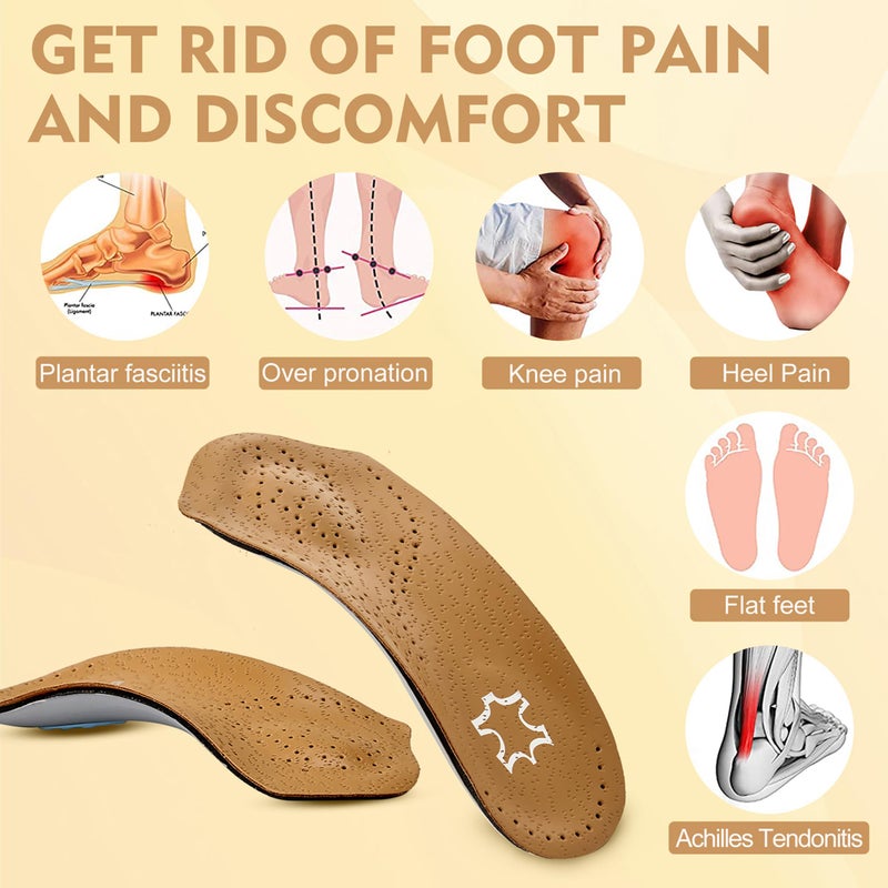 RooRuns Arch Support Insoles for Women/Men, 3/4 Plantar Fasciitis Insoles High Arch Supports Shoe Insoles for Flat Feet, Over-Pronation, Foot Pain Relief, Orthotics Heel Cushion Inserts for Running Walking, S - Image 4